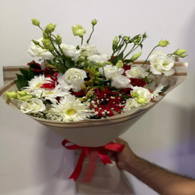 Kemer Flower Delivery Elegant Gerbera Lisyantus Bouquet