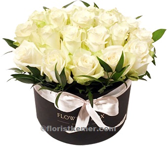  Kemer Çiçek Siparişi 21 Adet Beyaz Gül  Kutuda