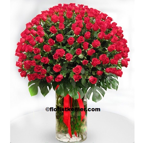 Kemer Florist 151 pc Red Rose Vase
