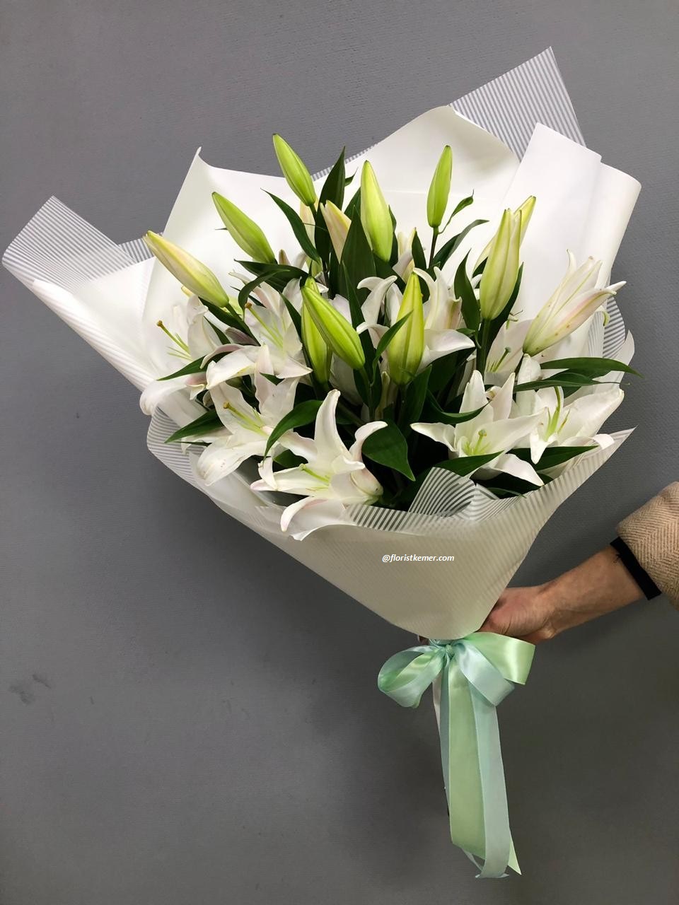 Kemer Florist White Lilies Bouquet