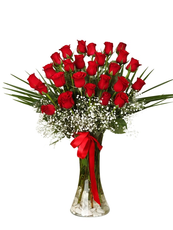 gerbera rose bouquet  25 Red Rose Vase 