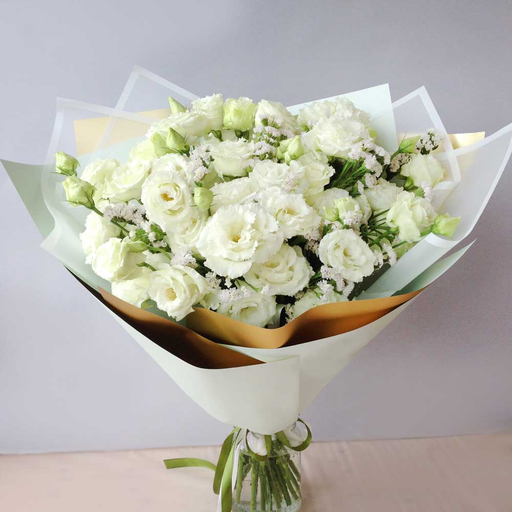 15pc gerbera bouquet White Lisianthus Bouquet Stylish 