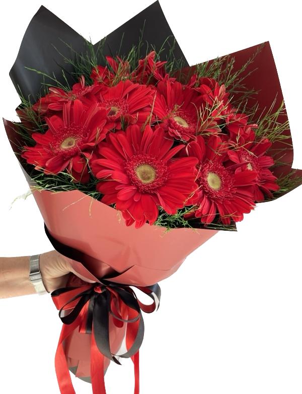  Kemer Florist 11 Pieces Red Gerbera Bouquet