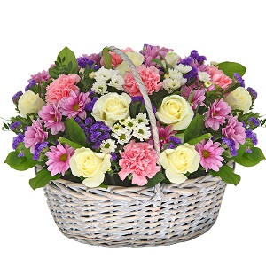  Kemer Flower Delivery Rose Chrysanthemum Elegant Arrangement in Basket