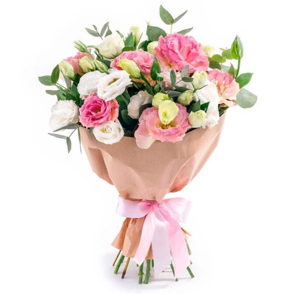  Цветок в Кемер  Букет розово-белых лизиантусов
