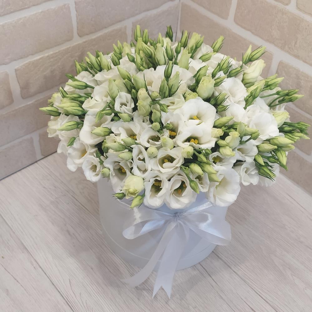 Цветок в Кемер  Белый лизиантус в коробке