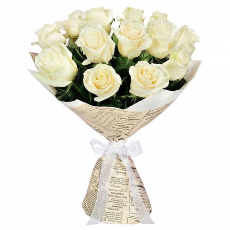  Kemer Blumenlieferung 13 Pieces White Rose Bouquet